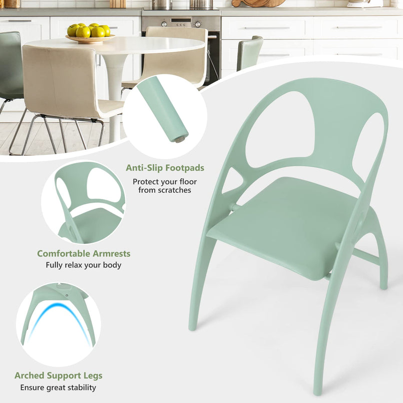 Giantex Folding Dining Chairs Set of 2/4, Outdoor Plastic Dining Chairs with Armrest and High Backrest
