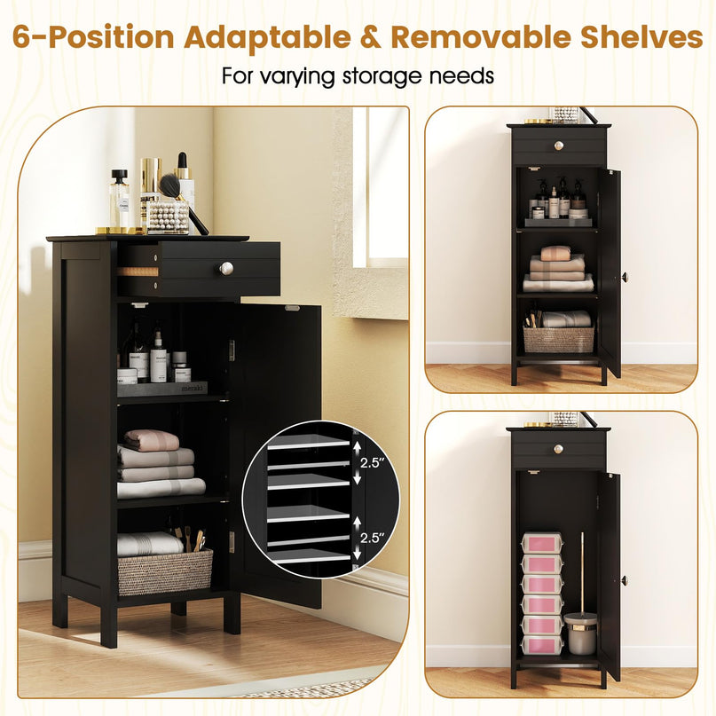 Giantex 34.5” Bathroom Cabinet Narrow Side Storage Organizer