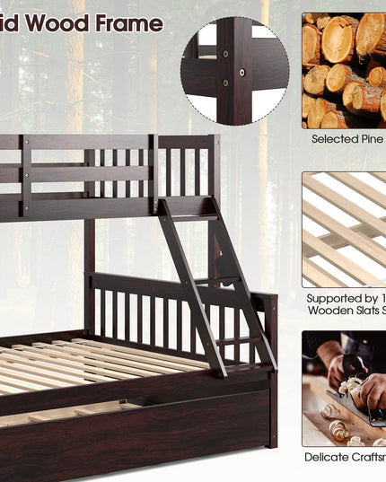 Twin Over Full Bunk Bed with Trundle - Giantex