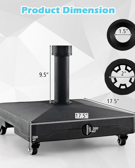 Giantex Umbrella Base with Wheels, 54 lbs Fillable Mobile Umbrella Base, Water or Sand Filled