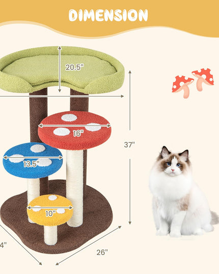 Giantex Cute Cat Tree - 37 Inches Mushroom Cat Tower