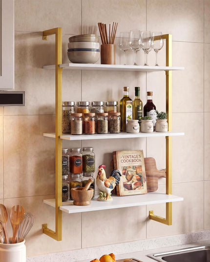 Giantex 3-Tier Wall-Mounted Bookshelf with Metal Frame (1/2)