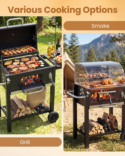 Giantex Outdoor Charcoal Grill with Foldable Side Shelf