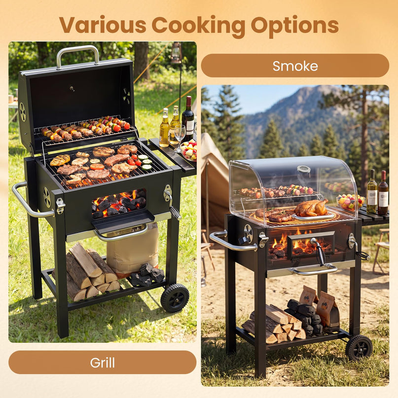 Giantex Outdoor Charcoal Grill with Foldable Side Shelf