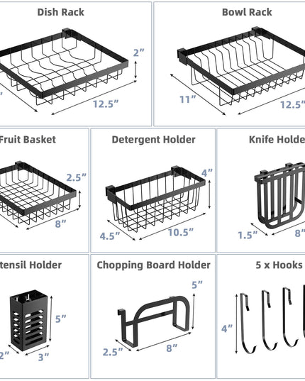 Giantex Over Sink Dish Drying Rack, 2-Tier Dish Drainer with Adjustable Length 21"-39" (Black)