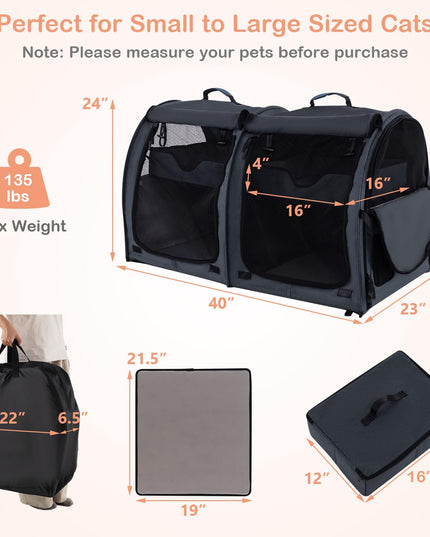 Giantex 40 Inch Cat Carrier with Double Compartments