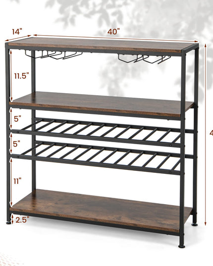 Giantex Wine Rack Table, Industrial Freestanding 22-Bottle Wooden Wine Bar Cabinet with 2 Wine Racks