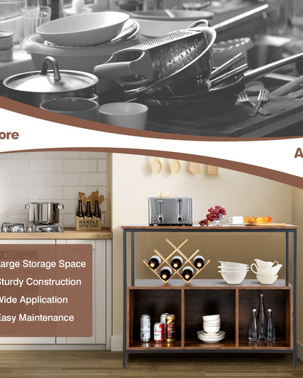 Giantex Buffet Sideboard, Wooden Cupboard, Kitchen Pantry w/Spacious Countertop, Large Open Shelf, 3 Cube Storage Cabinet