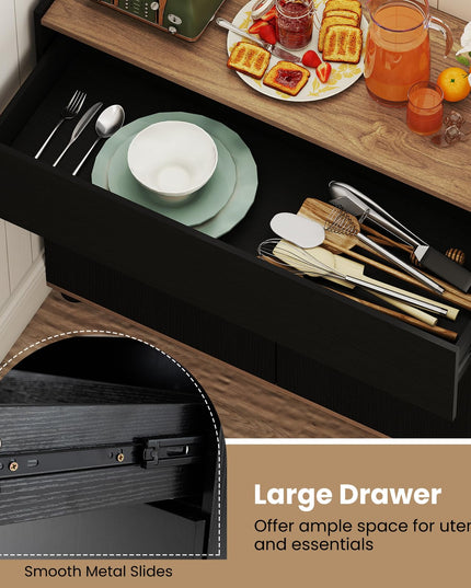 Giantex Sideboard Buffet Cabinet with Storage with Drawer and Push-to-Open Doors