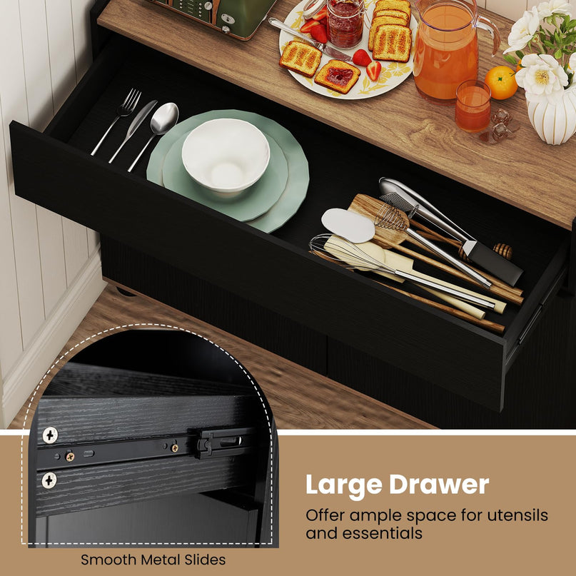 Buffet commode Giantex avec rangement, tiroir et portes à ouverture par pression