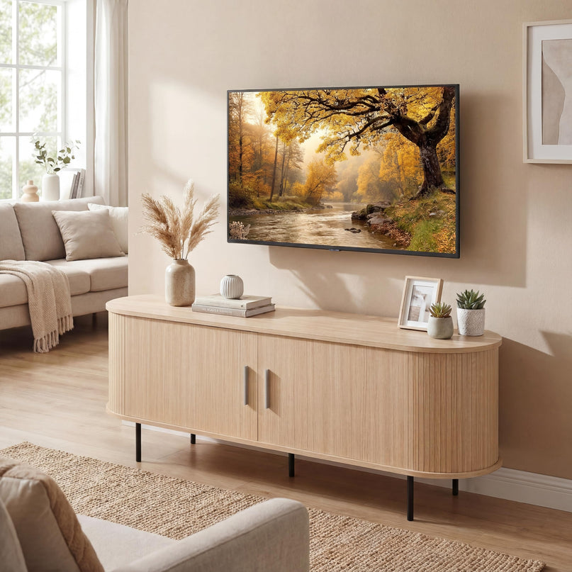 Giantex Mid Century Curved Fluted TV Stand for TVs up to 60"