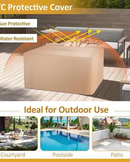 Giantex Outdoor Propane Fire Table - 52-inch Outdoor PE Rattan Propane Fire Table with Metal Lid