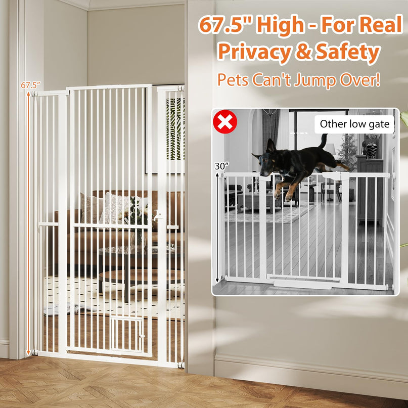 Giantex 67.5" Extra Tall Pet Gate for Large Dogs & Cats | Adjustable 30.5"–41" Wide