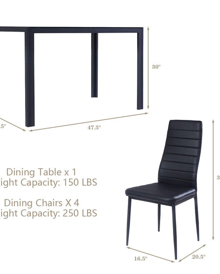 Giantex Rectangular Metal Frame Table with Leather Padded 4 Seats for Small Spaces