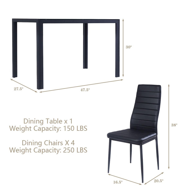 Giantex Rectangular Metal Frame Table with Leather Padded 4 Seats for Small Spaces