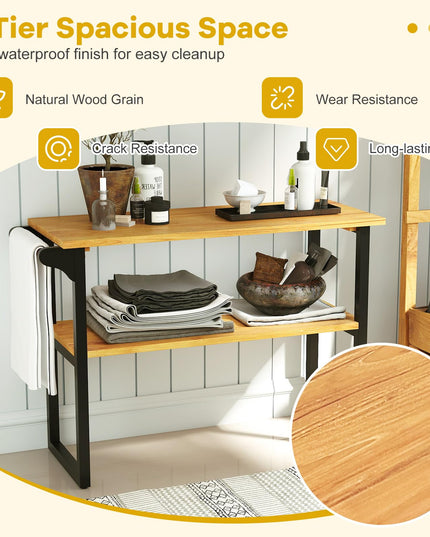 Giantex 2 Tier Bathroom Storage Shelf with Towel Rack