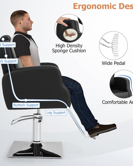 Giantex Barber Chair, Salon Chair with Adjustable Seat Height