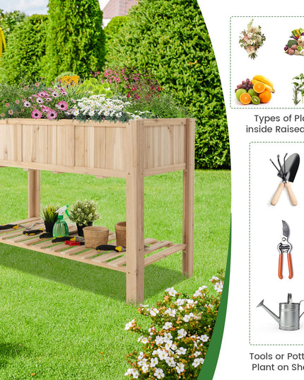 Giantex Raised Garden Bed, Wooden Planter, Black Liner