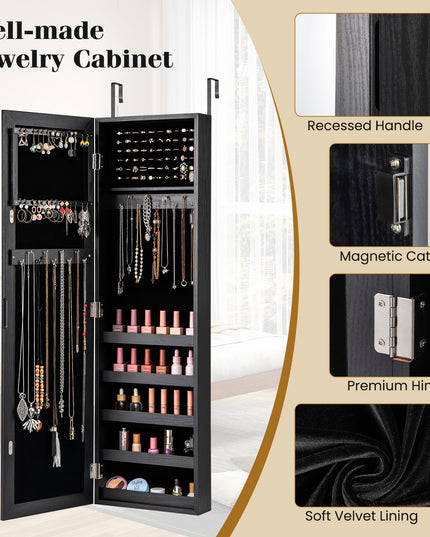 Giantex Wall Door Mounted Jewelry Armoire Cabinet with Full-length Mirror