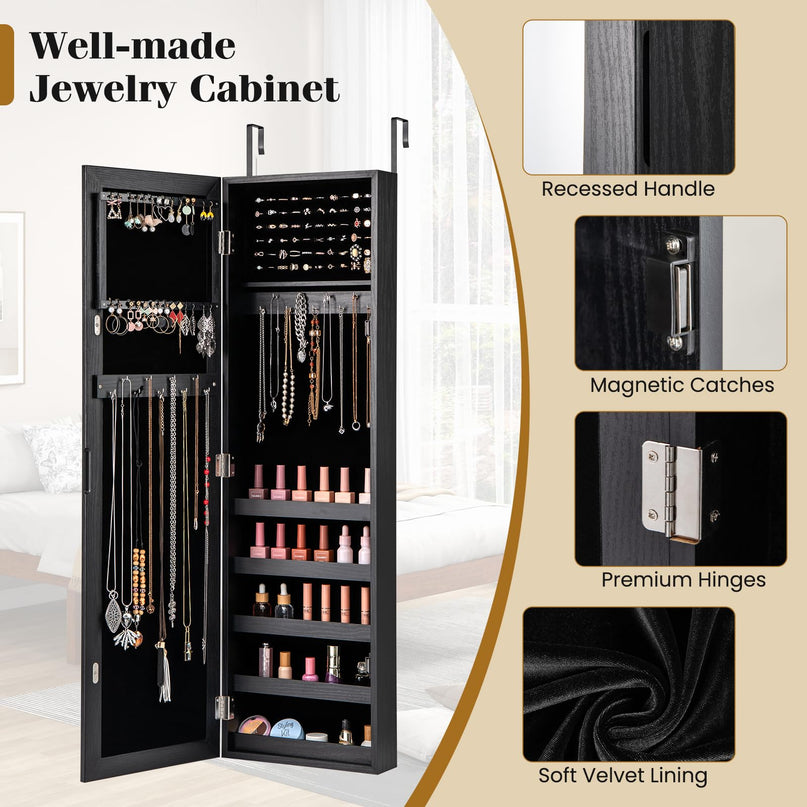 Giantex Wall Door Mounted Jewelry Armoire Cabinet with Full-length Mirror
