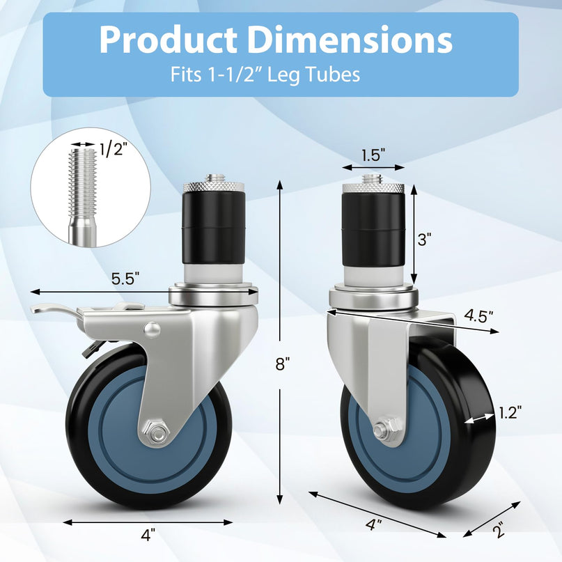 Giantex 4 Inch Caster Wheels Pack of 4