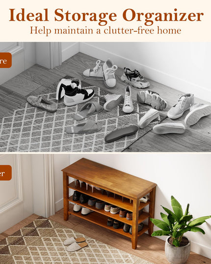 Giantex Mid-Century Modern Shoe Storage Bench for Entryway
