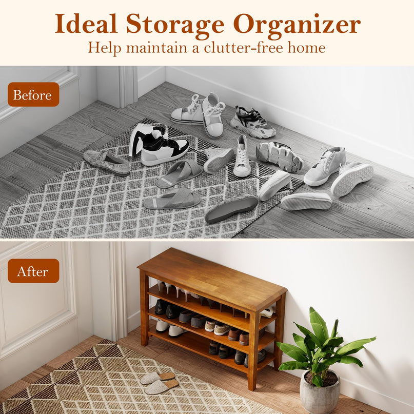 Giantex Mid-Century Modern Shoe Storage Bench for Entryway