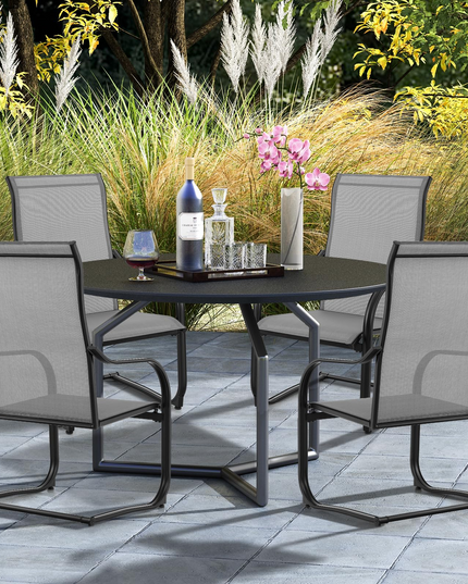 Giantex Patio Chairs, High Back Outdoor Chairs w/Sled Base, All Weather Fabric