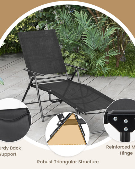 Giantex Lounge Chair Outdoor Set of 2 - Tanning Chair with 6 Adjustable Backrest