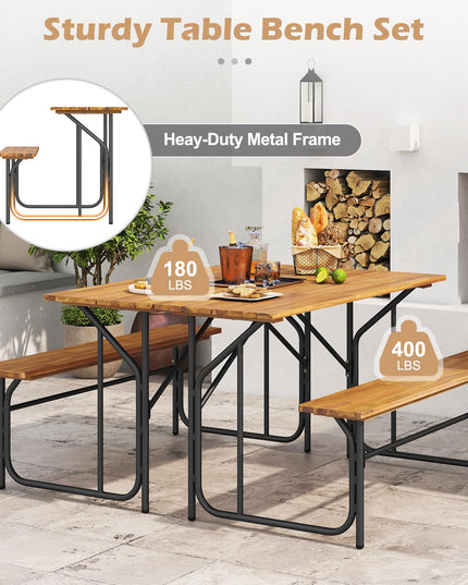 Giantex Single Picnic Table Bench Set with Rectangular Tabletop