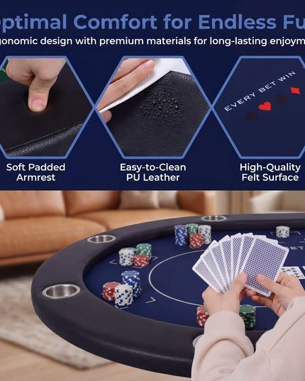 Giantex 48" Round Poker Table Foldable with 8 Cup Holders