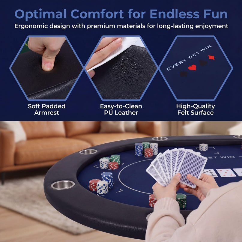 Giantex 48" Round Poker Table Foldable with 8 Cup Holders