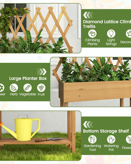 Giantex Raised Garden Bed on Wheels, Rolling Planter Boxes with Trelli