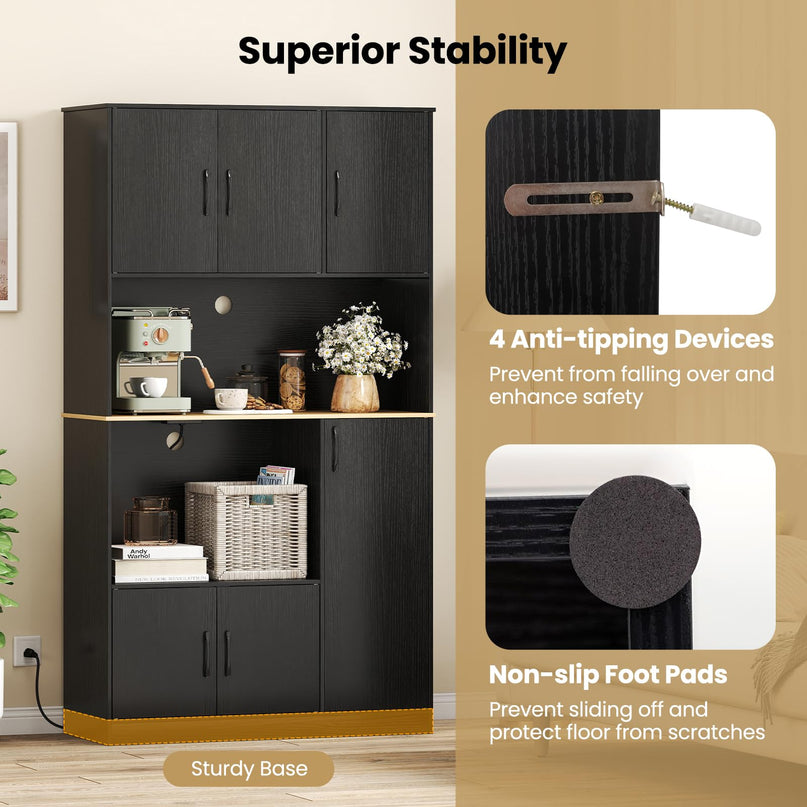 Giantex 71" Kitchen Pantry Cabinet with 4 Storage Cabinet