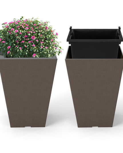 Giantex Square Taper Planter Set of 2 for Porch Balcony
