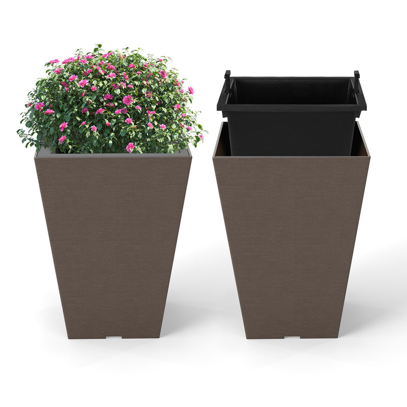 Giantex Square Taper Planter Set of 2 for Porch Balcony