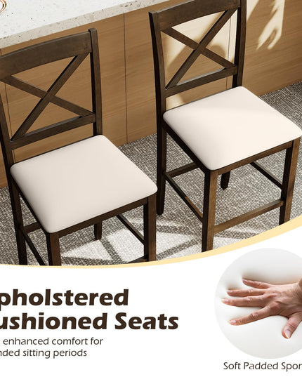 Giantex 24" Farmhouse Bar Stools Set of 2/4 Cross Back Counter Height Chairs