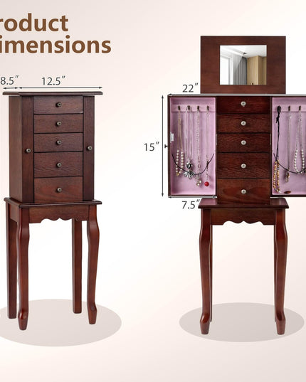 Giantex Standing Jewelry Armoire Cabinet with 4 Drawers