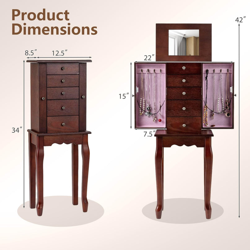 Giantex Standing Jewelry Armoire Cabinet with 4 Drawers