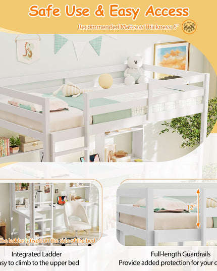 Giantex Twin Loft Bed with Desk and Hutch for Dorm Apartment