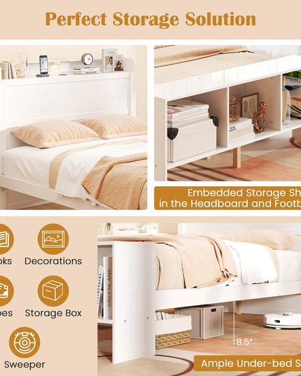 Giantex Bed Frame with Storage Headboard & Footboard