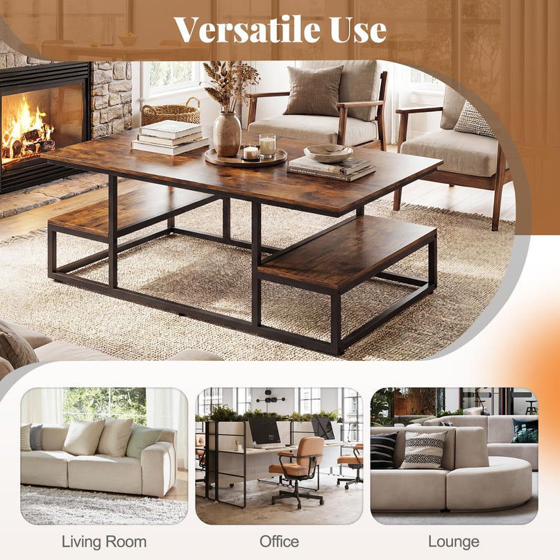 Giantex 43" Rectangular Modern Coffee Table with Storage