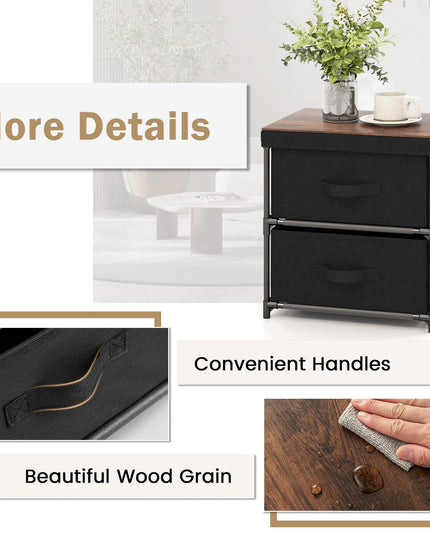 Giantex Nightstand Set of 2 with 2 Fabric Drawers