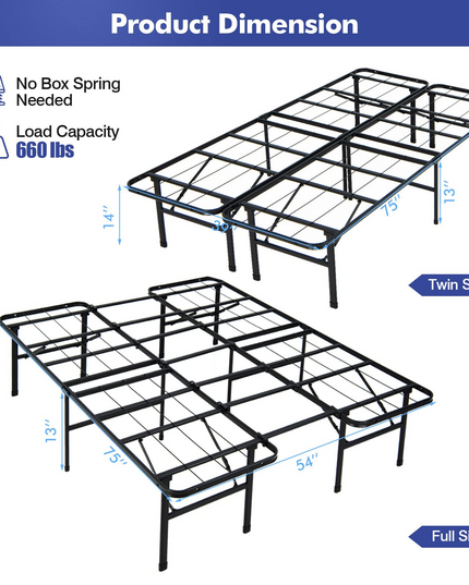 Giantex Folding Bed Frame Steel Platform Bed Twin/Full Size Portable Bed
