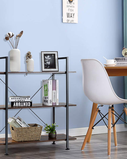 Giantex 3-Tier Industrial Bookshelf, Vintage Bookcase w/ Metal Frame