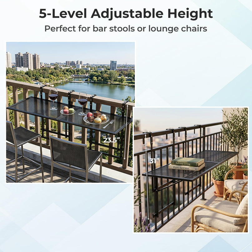 Giantex 48" Balcony Railing Table for Patio & Deck