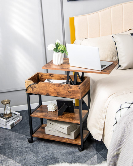 Giantex End Table with Charging Station - Lift Top Narrow Side Table