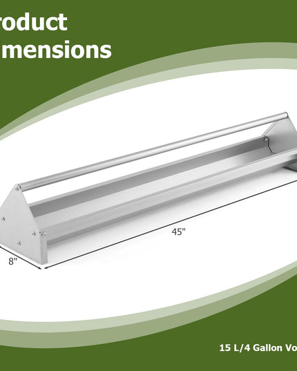 Giantex Chicken Feeding Trough 45" Long - Heavy Duty Galvanized Steel Chicken Feeder