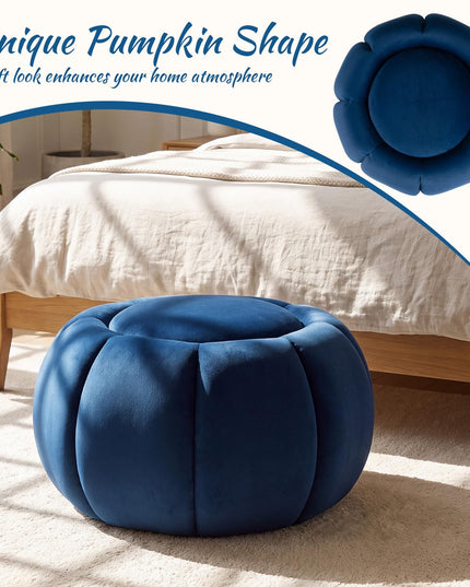 GIANTEX Pumpkin Shaped Round Ottoman Coffee Table with Storage & Removable Lid