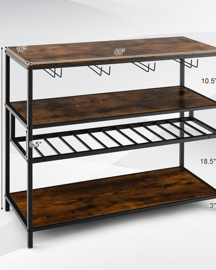 Giantex Wine Rack Table, Freestanding 13-Bottle Wooden Wine Bar Cabinet with Wine Rack